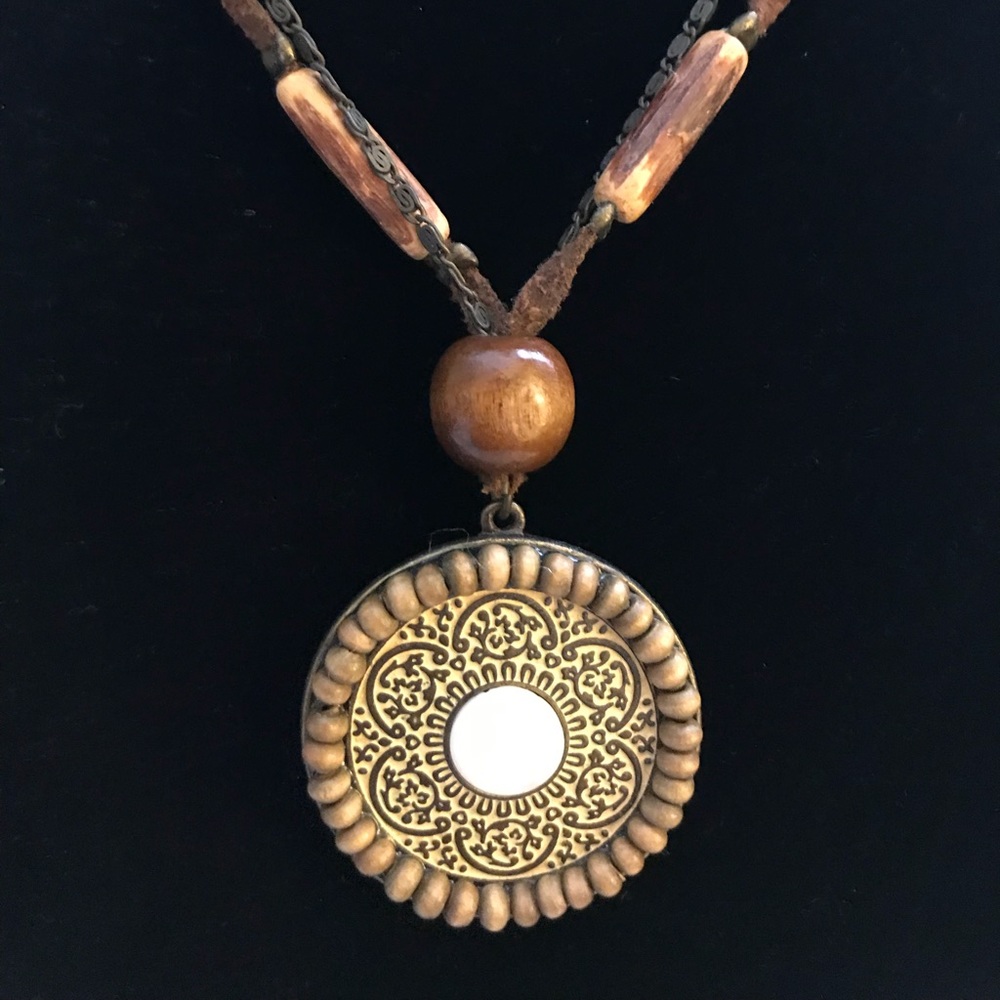 5/$15 Boho Leather/Wooden Necklace